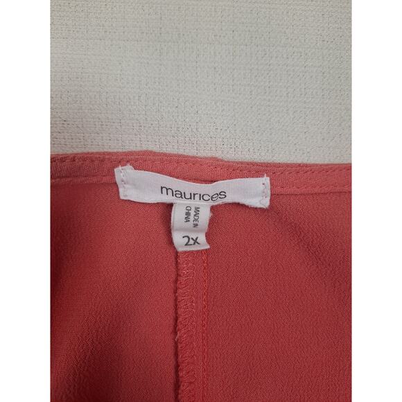 Maurices Women's 2X Blouse Coral Colored Short Sleeve Scoop Neck - Picture 6 of 10